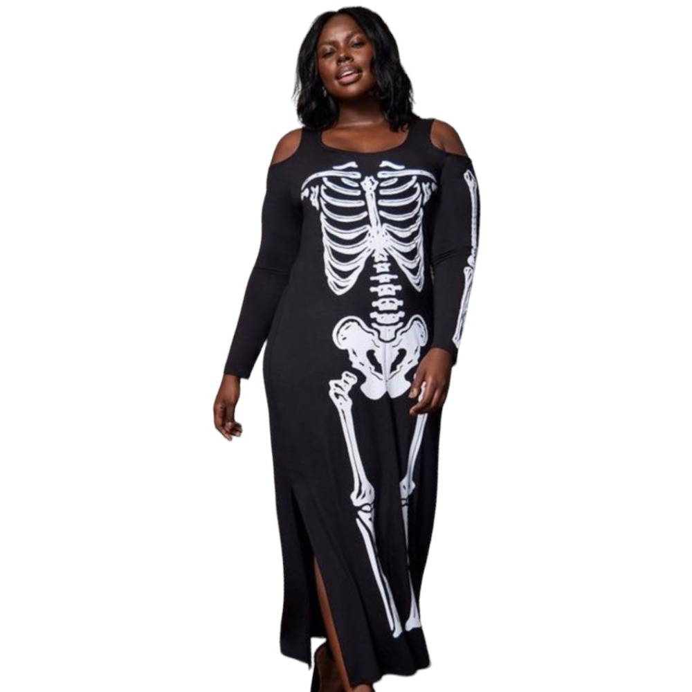 Torrid Cold Shoulder Skeleton Dress Spooky Maxi Dress Torrid 2 - US Size 16-18